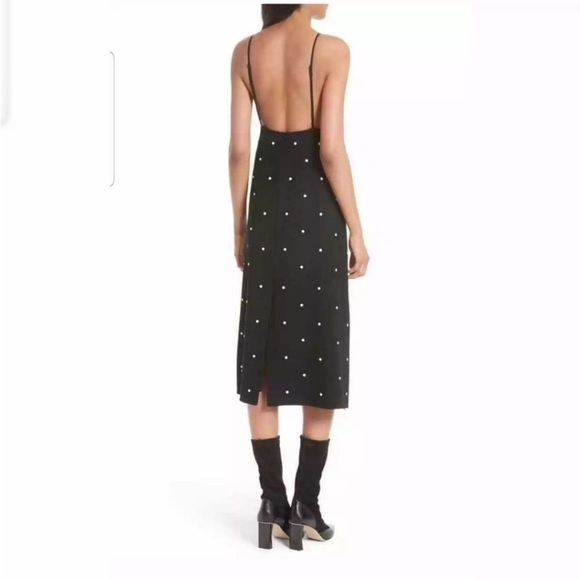 TIBI neve cami midi beaded slip dress polka dot crepe black size 10 - Picture 5 of 16
